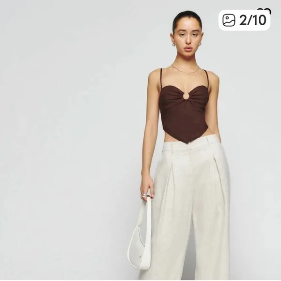 Reformation Sanda Top Chocolate Brown Size 4 - Picture 2 of 8